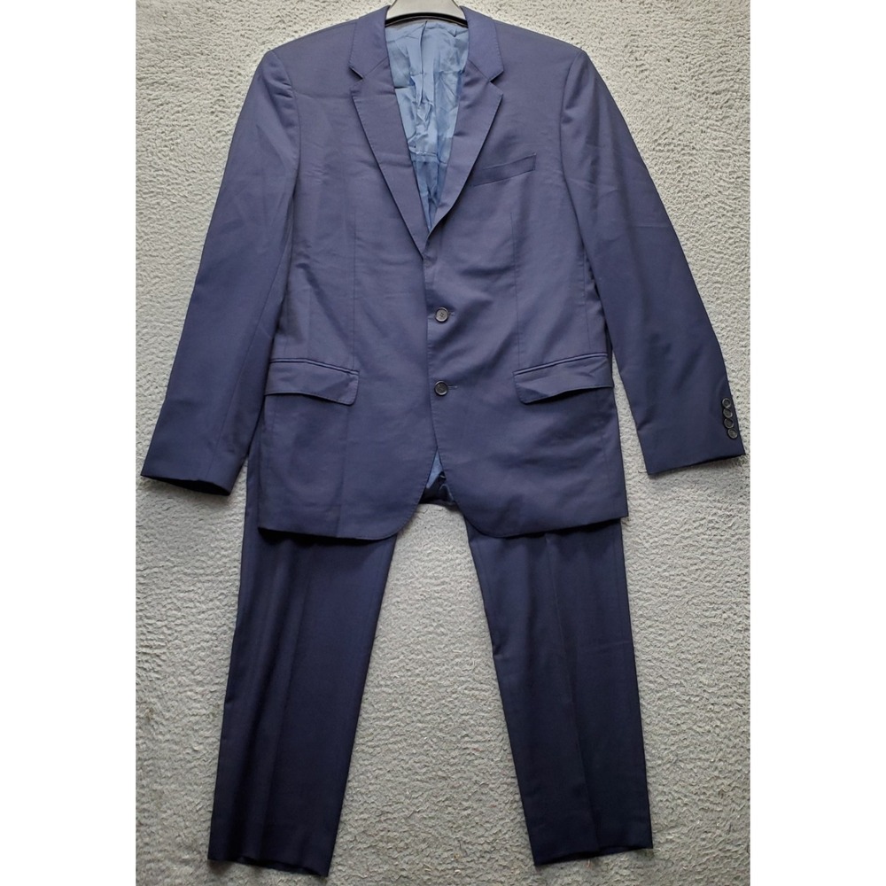 Hugo Boss 2-Piece Suit Blazer & Pants Mens 42R Blue Wool Business Formal Wear